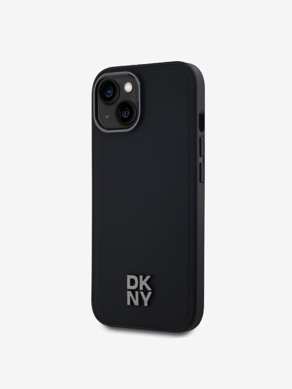 DKNY Stražnja maska ​​Magsafe s logotipom od PU kože za iPhone 15 crna DKNY