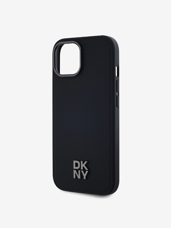 DKNY Stražnja maska ​​Magsafe s logotipom od PU kože za iPhone 15 crna DKNY