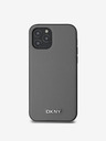 DKNY PU kožna srebrna metalna stražnja maska ​​Magsafe s logotipom za iPhone 12/12 Pro siva DKNY