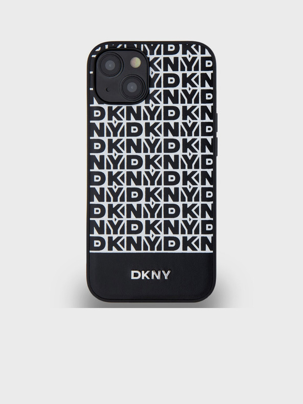 DKNY PU kožna donja traka s ponavljajućim uzorkom MagSafe stražnja maska ​​za iPhone 13 crna DKNY