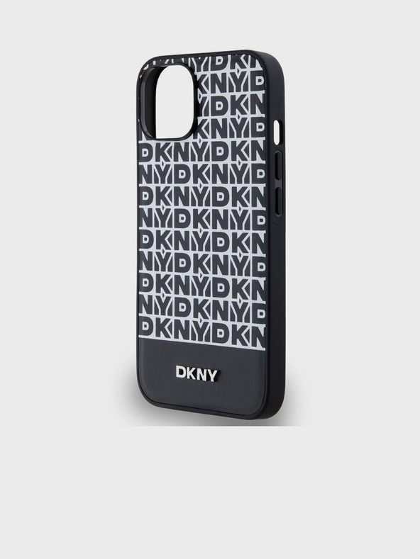 DKNY PU kožna donja traka s ponavljajućim uzorkom MagSafe stražnja maska ​​za iPhone 13 crna DKNY