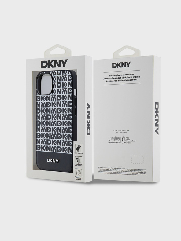 DKNY PU kožna donja traka s ponavljajućim uzorkom MagSafe stražnja maska ​​za iPhone 13 crna DKNY