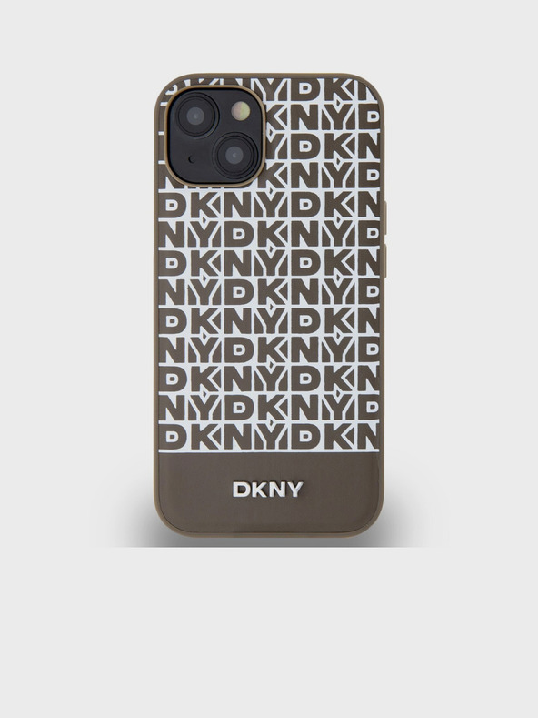 DKNY PU kožna donja traka s ponavljajućim uzorkom MagSafe stražnja maska ​​za iPhone 15 smeđa DKNY
