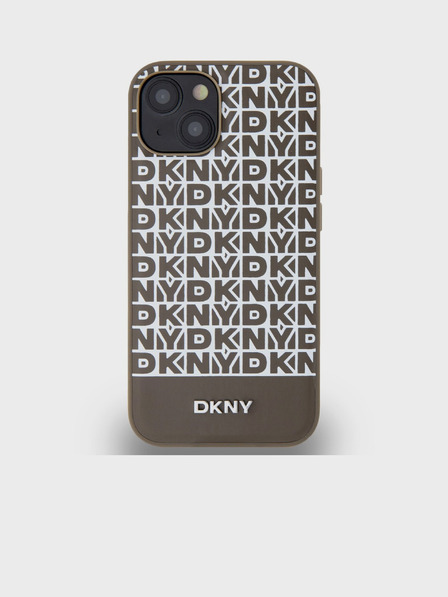 DKNY PU kožna donja traka s ponavljajućim uzorkom MagSafe stražnja maska ​​za iPhone 15 smeđa DKNY