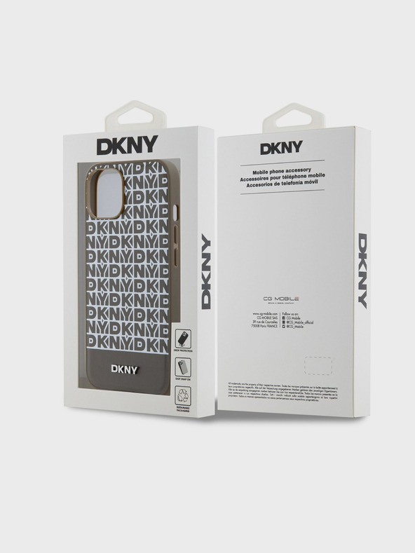 DKNY PU kožna donja traka s ponavljajućim uzorkom MagSafe stražnja maska ​​za iPhone 15 smeđa DKNY