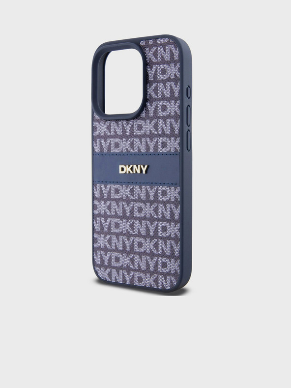 DKNY PU kožna stražnja maska ​​s ponavljajućim uzorkom u tonskim prugama za iPhone 14 Pro, plava DKNY