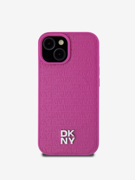 DKNY PU kožna ponovljena šara s logotipom Magsafe stražnja maska ​​za iPhone 15 ružičasta DKNY
