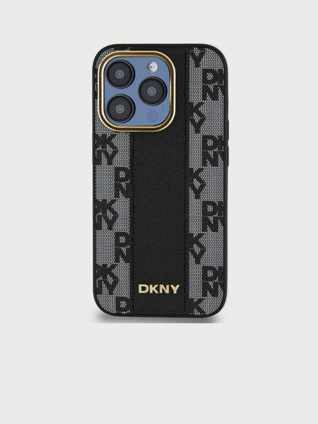 DKNY Stražnja maska ​​Magsafe s kariranim uzorkom od PU kože za iPhone 15 Pro crna DKNY