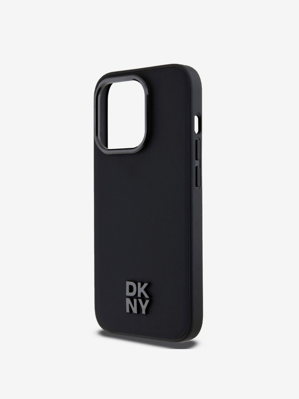 DKNY Stražnja maska ​​Magsafe s logotipom od PU kože za iPhone 15 Pro Max crna DKNY
