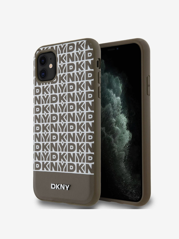 DKNY PU kožna donja traka s ponavljajućim uzorkom MagSafe stražnja maska ​​za iPhone 11 smeđa DKNY