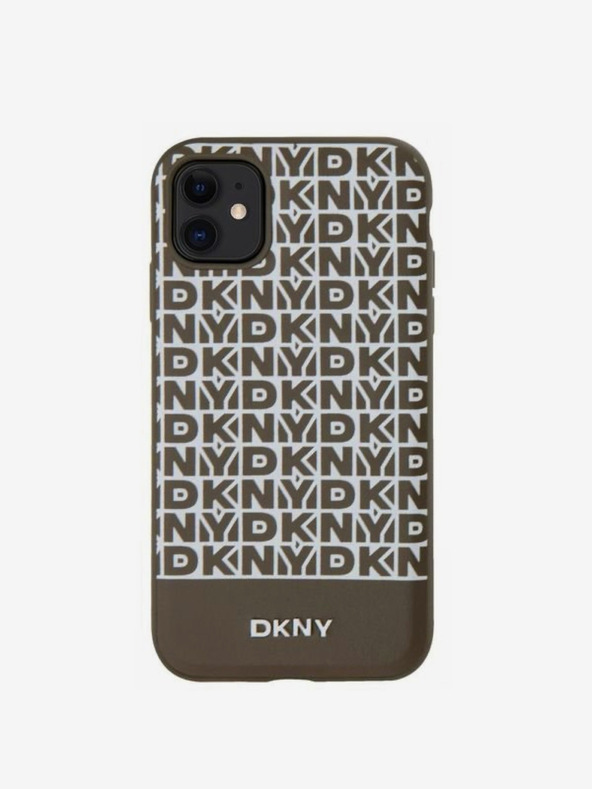 DKNY PU kožna donja traka s ponavljajućim uzorkom MagSafe stražnja maska ​​za iPhone 11 smeđa DKNY