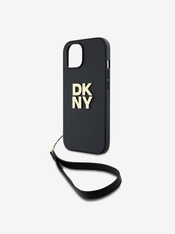 DKNY PU kožna stražnja maska ​​s logotipom i remenčićem za iPhone 13 crna DKNY