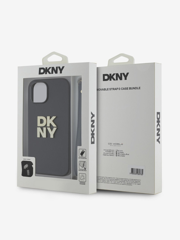 DKNY PU kožna stražnja maska ​​s logotipom i remenčićem za iPhone 13 crna DKNY
