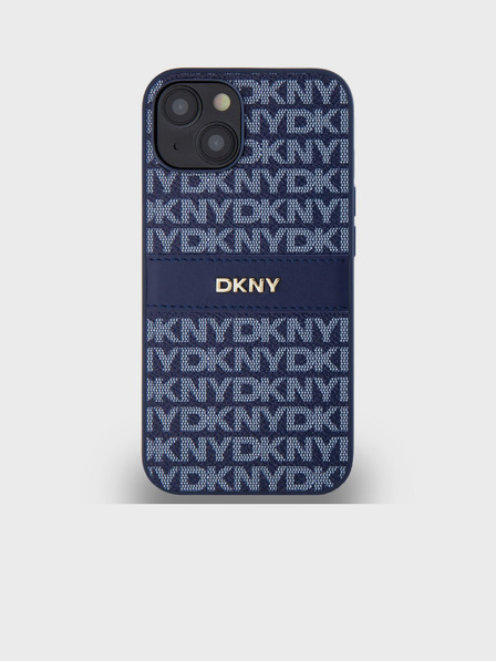 DKNY PU kožna stražnja maska ​​s ponavljajućim uzorkom u tonskim prugama za iPhone 14 plava DKNY