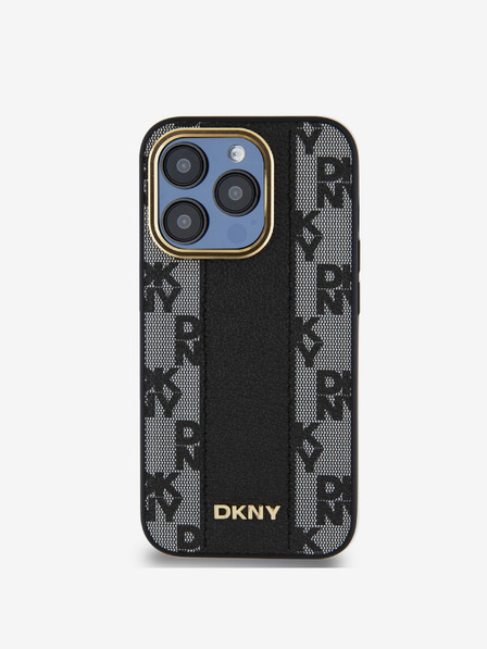 DKNY Stražnja maska ​​Magsafe s kariranim uzorkom od PU kože za iPhone 15 Pro Max crna DKNY