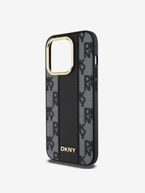 DKNY Stražnja maska ​​Magsafe s kariranim uzorkom od PU kože za iPhone 15 Pro Max crna DKNY