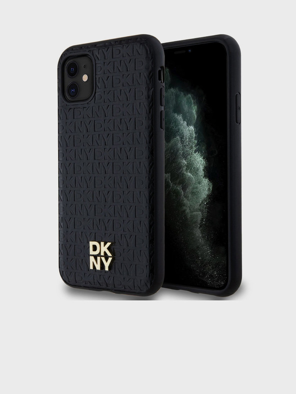 DKNY PU kožna ponovljena šara s logotipom Magsafe stražnja maska ​​za iPhone 11 crna DKNY