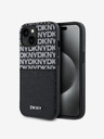 DKNY PU kožna stražnja maska ​​s džepom za karticu s ponavljajućim uzorkom za iPhone 15 crna DKNY