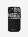 DKNY PU kožna stražnja maska ​​s džepom za karticu s ponavljajućim uzorkom za iPhone 15 crna DKNY