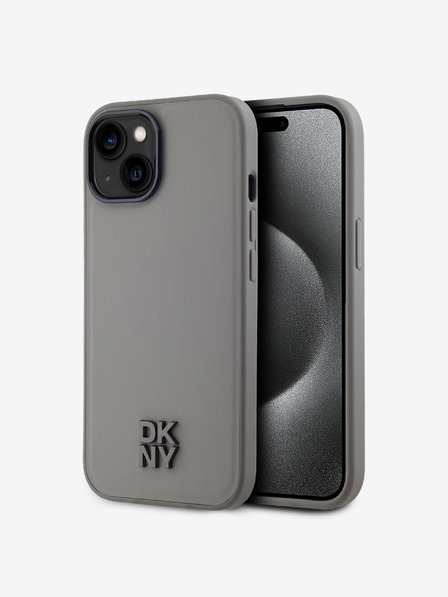 DKNY Stražnja maska ​​Magsafe s logotipom od PU kože za iPhone 15 siva DKNY