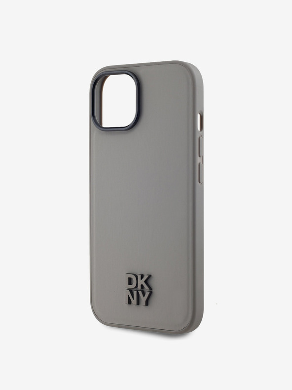 DKNY Stražnja maska ​​Magsafe s logotipom od PU kože za iPhone 15 siva DKNY