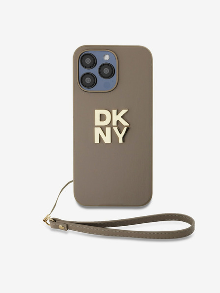 DKNY PU kožna stražnja maska ​​s logotipom narukvice za iPhone 14 Pro Max bež DKNY