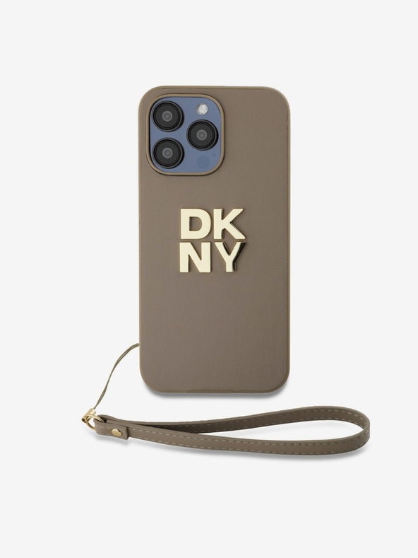 DKNY PU kožna stražnja maska ​​s logotipom narukvice za iPhone 14 Pro Max bež DKNY