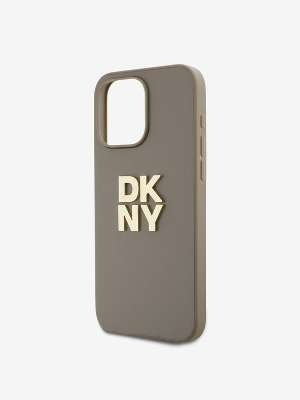 DKNY PU kožna stražnja maska ​​s logotipom narukvice za iPhone 14 Pro Max bež DKNY