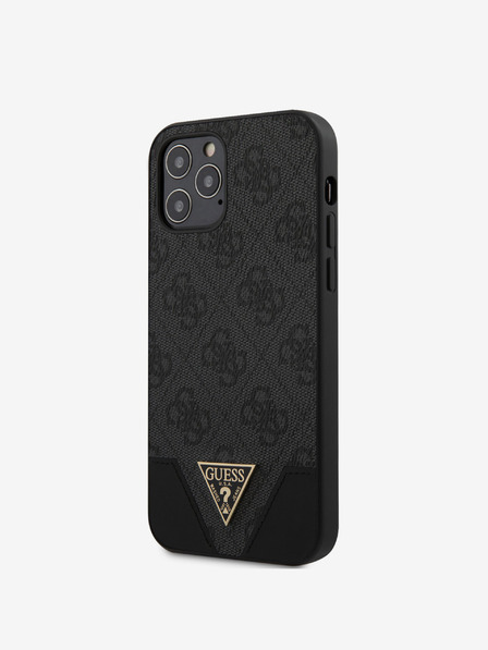 Guess Guess PU 4G trokutasta stražnja maska ​​za iPhone 12/12 Pro 6.1 siva