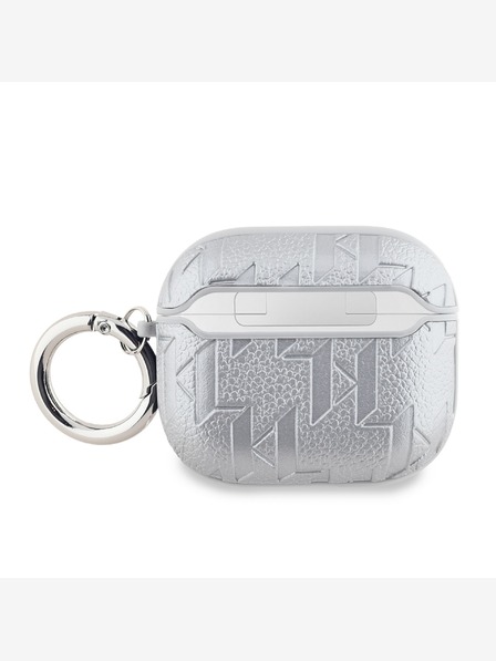 Karl Lagerfeld PU reljefna maska ​​Karl Head za AirPods 3 Srebrna Karl Lagerfeld