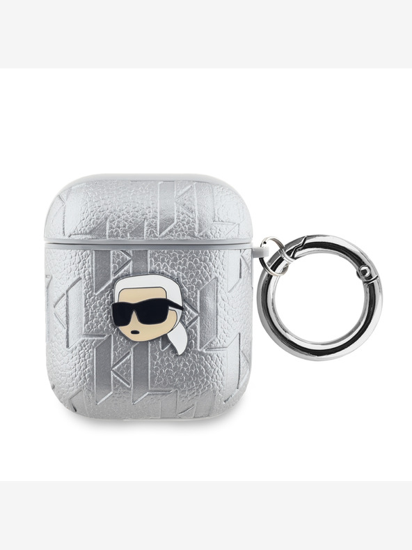 Karl Lagerfeld Karl Lagerfeld PU reljefna maska ​​Karl Head za AirPods 1/2 srebrna