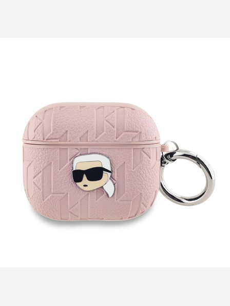 Karl Lagerfeld PU reljefna maska ​​Karl Head za AirPods 3, ružičasta Karl Lagerfeld