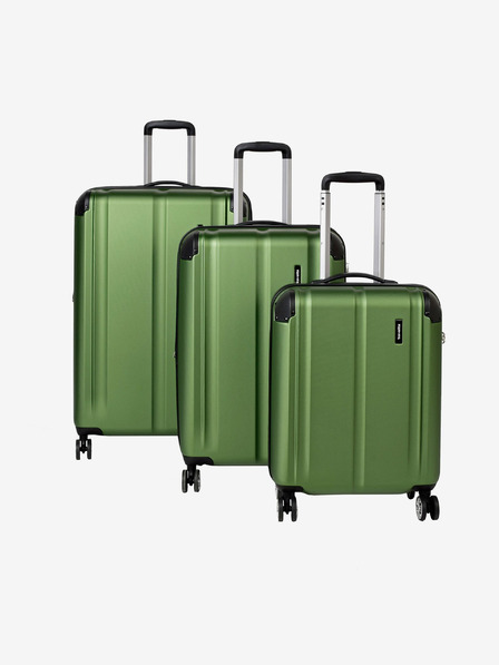 Travelite Set od tri putna kofera Travelite City 4w S,M,L Green