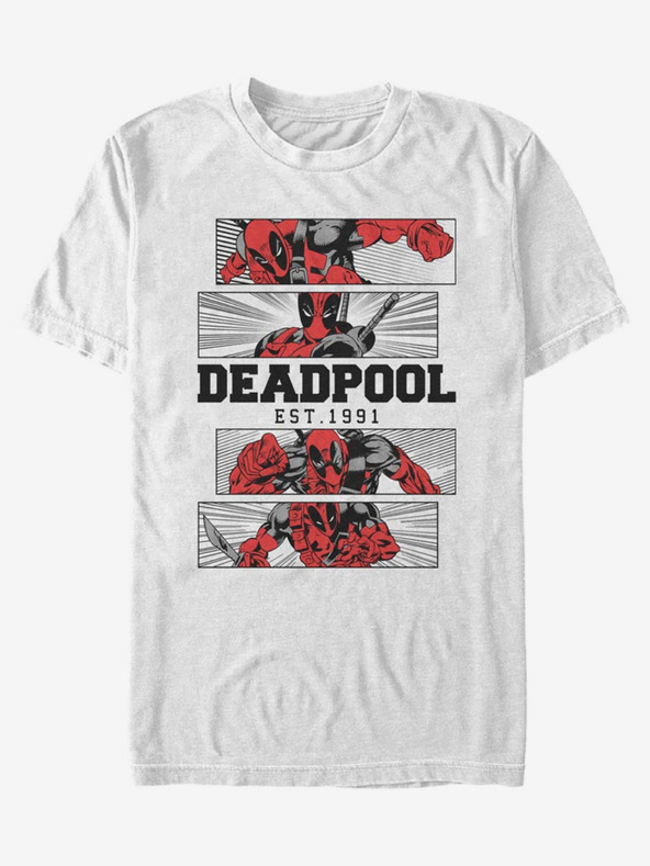 ZOOT.Fan Bijela unisex majica kratkih rukava ZOOT.Fan Marvel DEADPOOL 4 PANEL 2 TONE