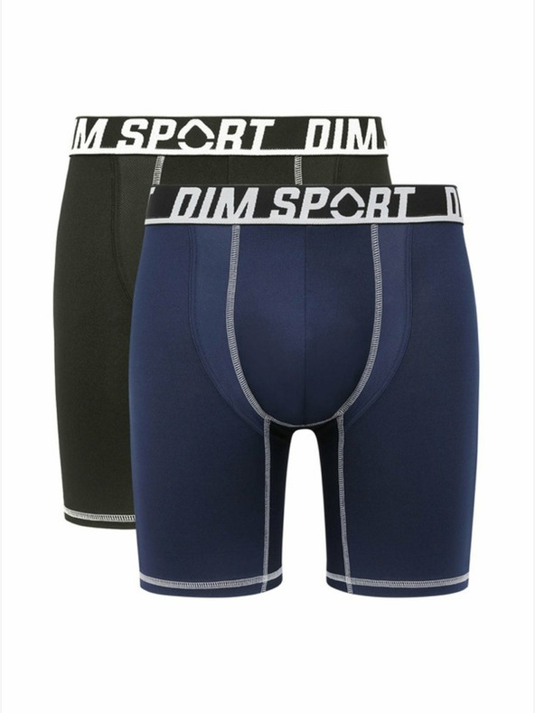 DIM Komplet od dvije muške sportske boksačice u crnoj i tamno plavoj boji DIM SPORT LONG BOXER 2x