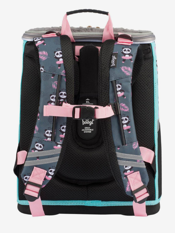 BAAGL  Siva školska torba panda Baagl na patentni zatvarač