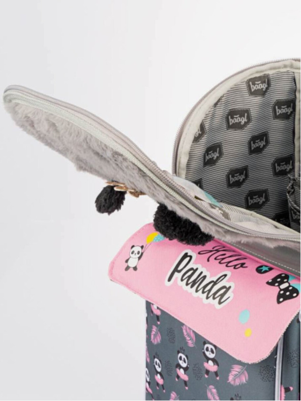 BAAGL  Siva školska torba panda Baagl na patentni zatvarač