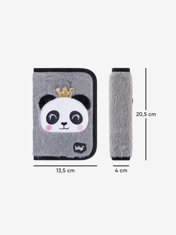 BAAGL  Siva školska pernica jednokatna panda Baagl