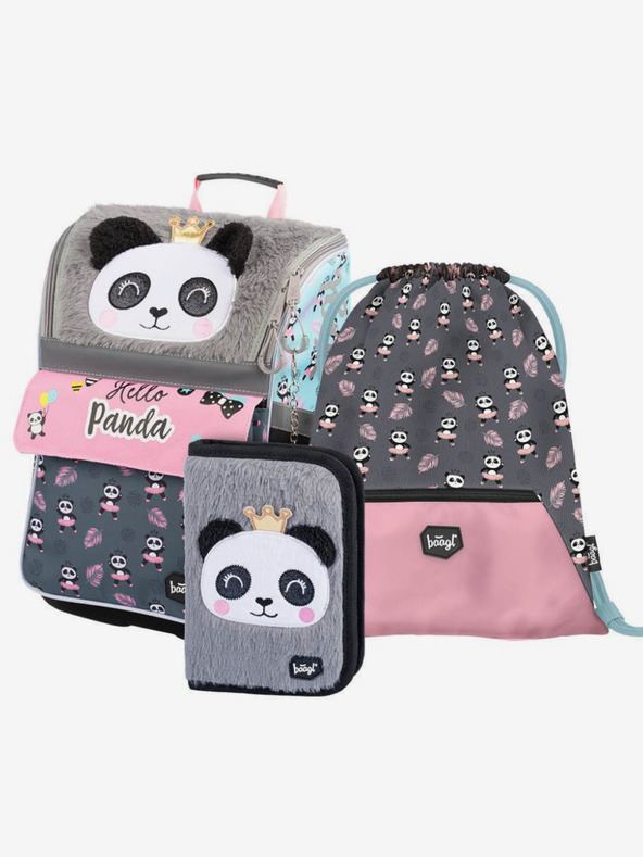 BAAGL  Sivi set 3 brze pande: aktovka, pernica, Baagl torba