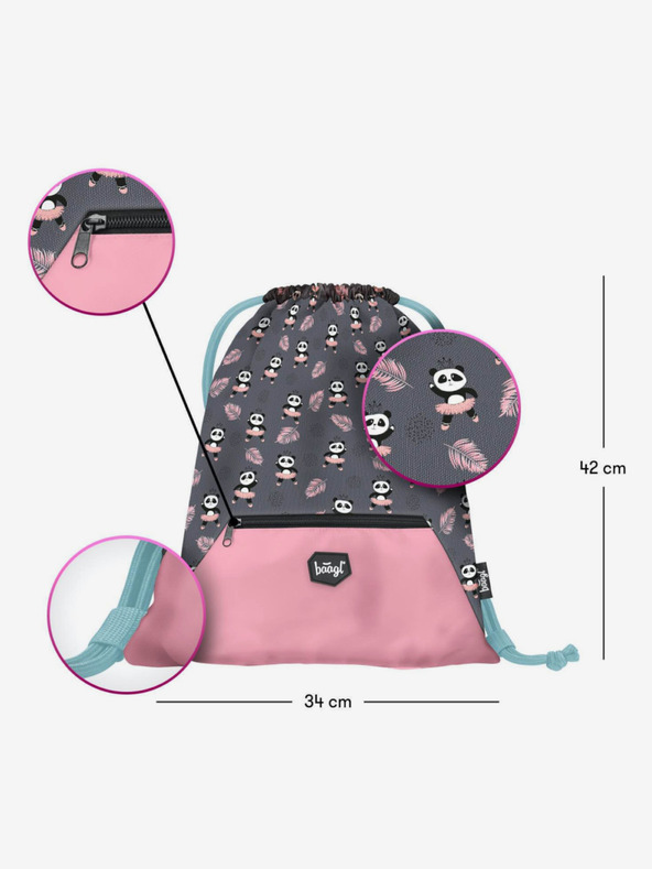 BAAGL  Sivi set 3 brze pande: aktovka, pernica, Baagl torba