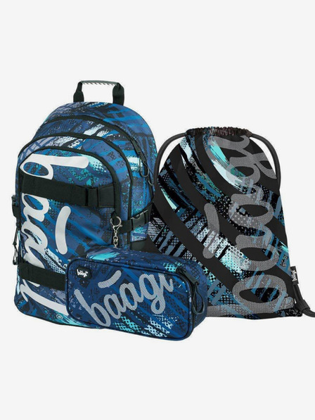 BAAGL  Plava konstrukcija skejta od 3 kompleta: ruksak, pernica, torba Baagl