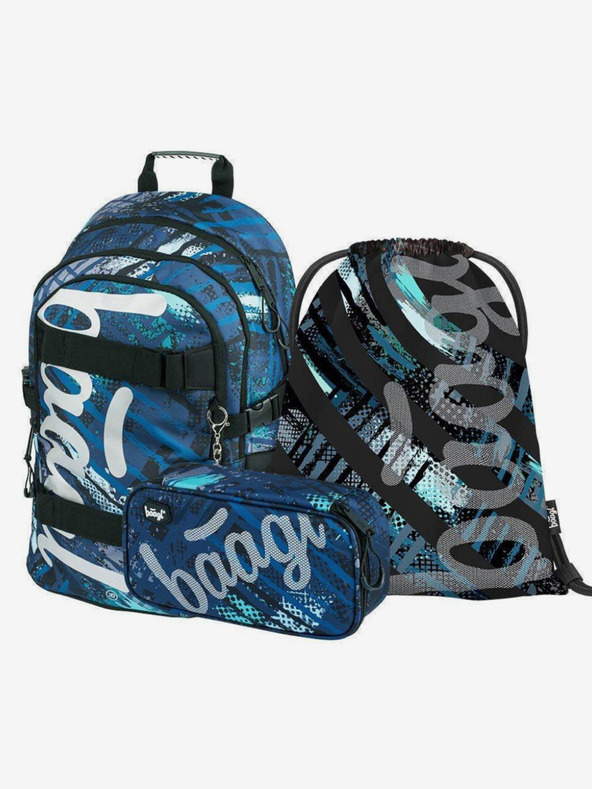 BAAGL  Plava konstrukcija skejta od 3 kompleta: ruksak, pernica, torba Baagl
