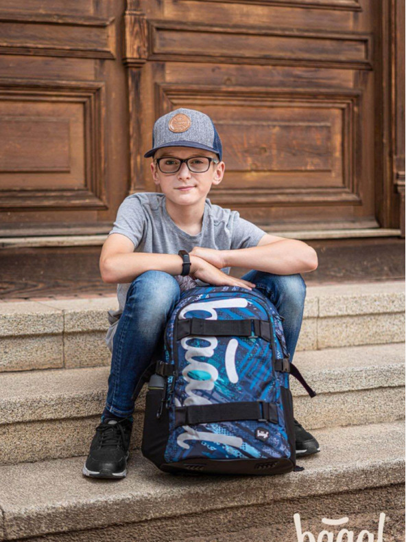 BAAGL  Plava konstrukcija skejta od 3 kompleta: ruksak, pernica, torba Baagl