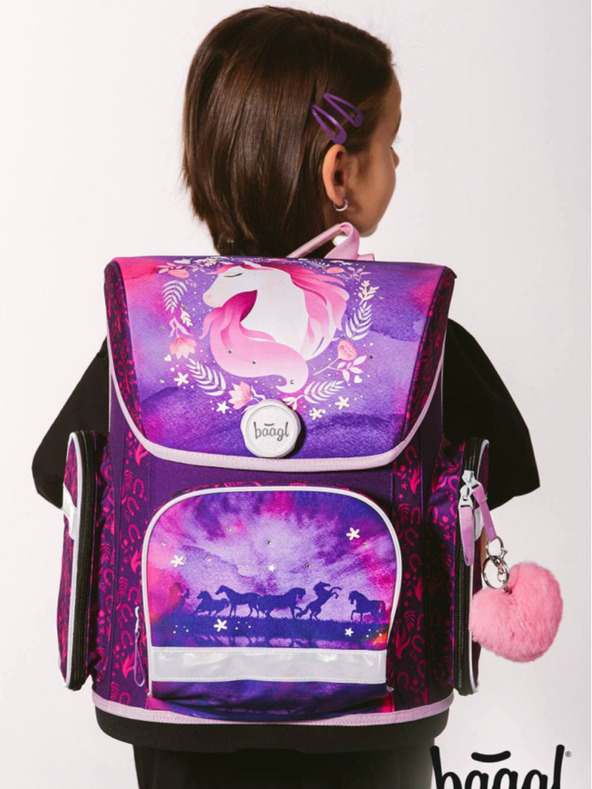 BAAGL  Ergo ljubičasti školski set - aktovka, pernica, torba Baagl Horse