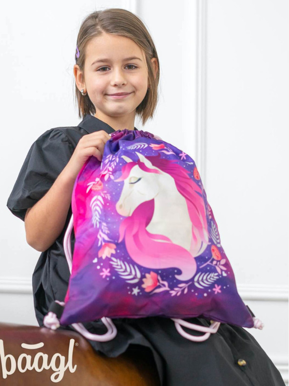 BAAGL  Ergo ljubičasti školski set - aktovka, pernica, torba Baagl Horse