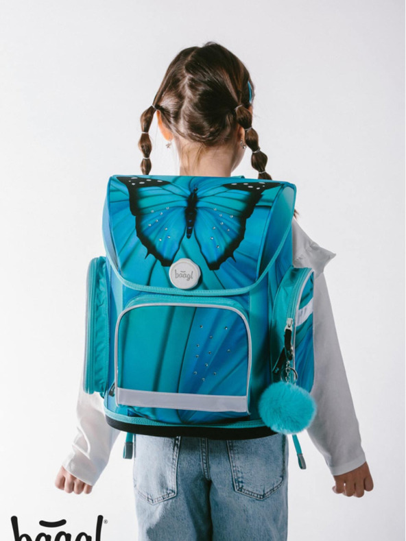 BAAGL  Plava školska torba Ergo Baagl Butterfly