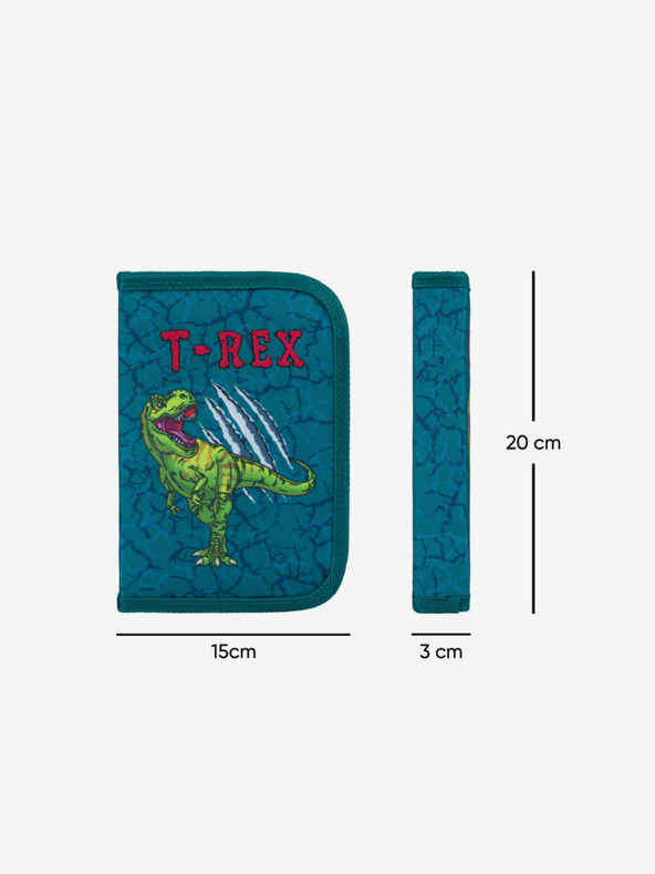 BAAGL  Zelena školska pernica Baagl T-Rex jednokatna