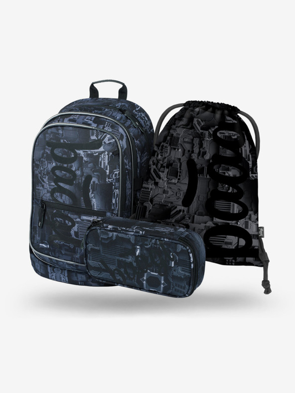 BAAGL  Sivi školski set - ruksak, pernica, torba Baagl Core Technic