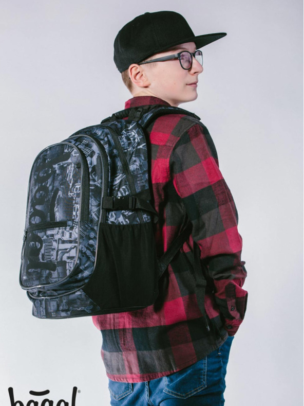 BAAGL  Sivi školski set - ruksak, pernica, torba Baagl Core Technic