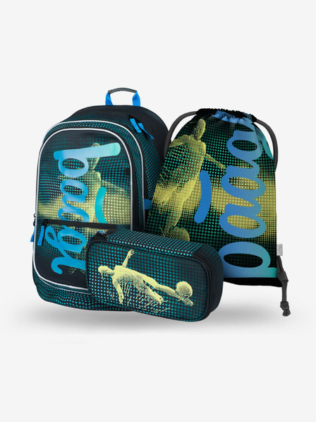 BAAGL  Zeleni školski set Core - ruksak, pernica, torba Baagl Football player